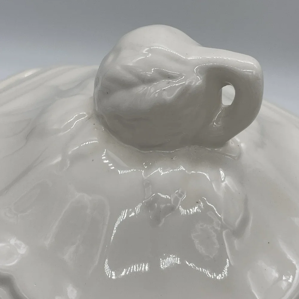 Vintage California Pottery USA Soup Tureen 2qt Octagon White Cream Lidded Lid‎